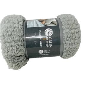 NEW! GREEN Orange Fleece Blanket Grey